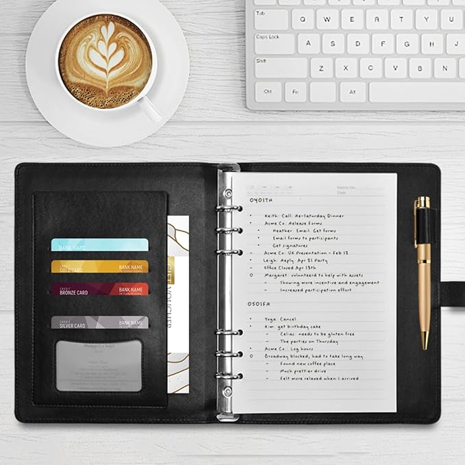 Cosmic Floral Planetary Design PU Leather Notebook A5 Binder 6 Ring Refillable Journal with Magnetic Buckle Closure Loose Leaf Travel Office Planner Budget Binder Notepad Portfolio,