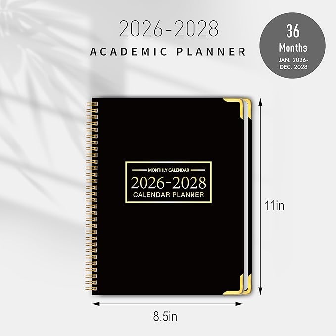 Monthly Planner 2026-2028, 2026-2028 Calendar 36 Months, 8.5" x 11", Jan 2026- Dec 2028,Metal corner protectors with Spiral Bound, 3 Years Academic Planner Perfect for School & Office for Women & Men