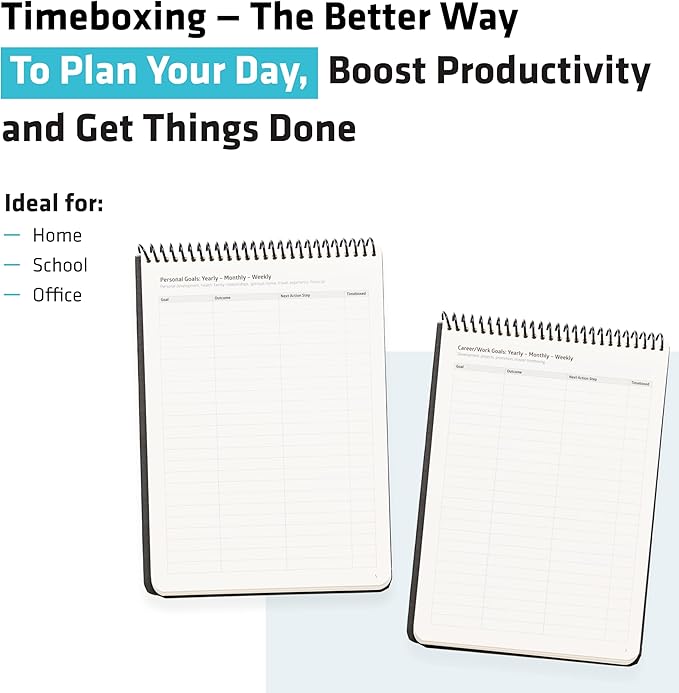 TIMEBOXING PLANNER - Structure to Turn To-Do into DONE | 105 Day Undated Organizer for Students & Busy People | 7×9 spiral Hard Cover