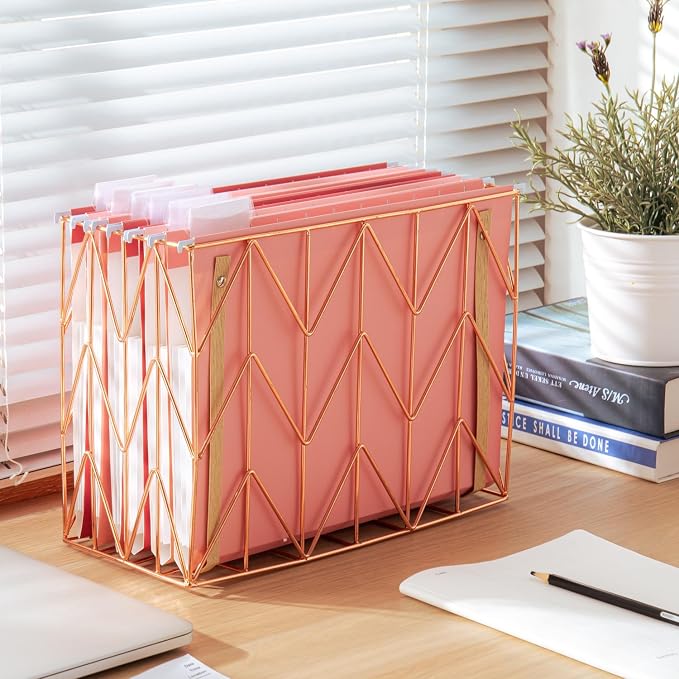 Y YOMA 6 Pack Extra Capacity Hanging File Folders with Handle Letter Size Accordion Decorative Reinforced File Folder Cute Colored Expandable Portable Folder with 1/5-Cut Adjustable Tabs, Cute Pink
