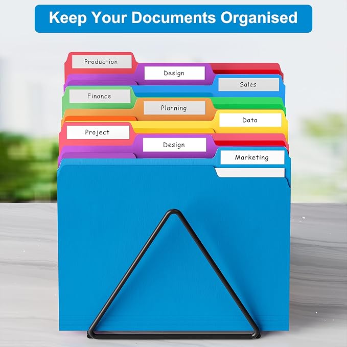 HABGP 18 Pack Manilla Folders 8.5 x 11 Inch, 1/3-Cut Tab Colored File Folders Letter Size, Paper File Folders, Manila Folders Home Office School Supplies for Documents Files, 6 Assorted Colors