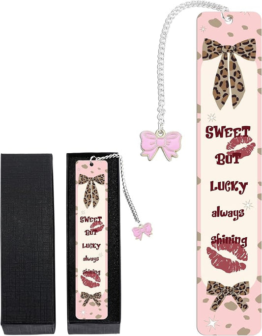 Cute Metal Bookmarks, Y2K Pretty Girly Bookmark Page Clips with Pink Bow, Charm Romance Book Accessories Gift for Reading Women Book Lovers