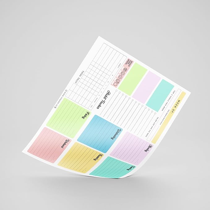 Weekly Planner Pad Tear Off (Magnetic) Full Year Productivity Planner, 50 Undated Sheets for Daily Schedule, To-Do Lists, Habit Tracking, Academic Planning, and Work Agenda (8.5 x 11 Inches, Color)