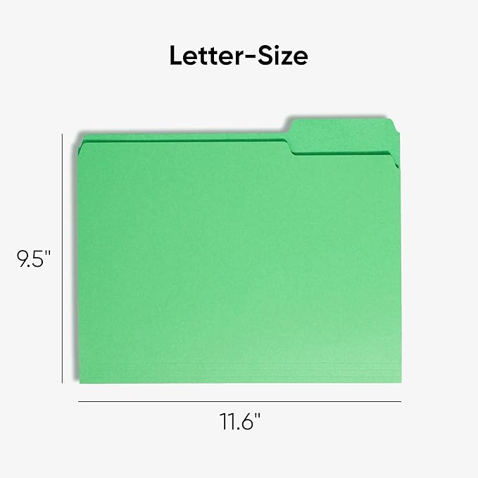 Smead Standard File Folders, 500 Count, Value Filing Products, Assorted Colors, Blue, Green, Red, and Yellow, 1/3-Cut Tabs, Letter Size (21126)