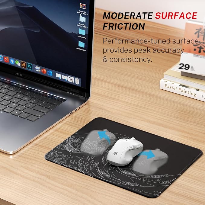 MROCO Essential Office & Gaming Mouse Pad, 8.5 x 11 Inch, Kanagawa Wave | Anti-Fray Stitched Edges, Functional Pattern Design, Non-Slip Rubber Base, Water and Stain Resistance