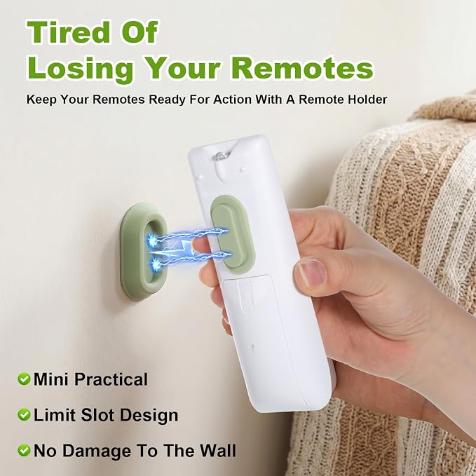 4 Pcs Remote Control Holder, Self-Adhesive Remote Control Organizer for TV, Fan & Air Conditioner Remotes (White, Pink, Black, Green, 1.69 x 1.02 x 0.39 In)
