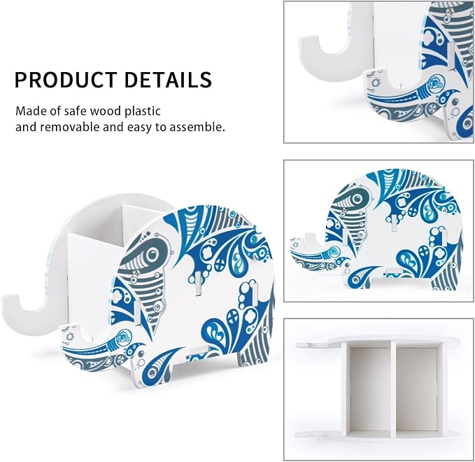 MOKANI Pen Pencil Holder for Desk Cute Elephant Gifts Desk Organizer Marker Makeup Brush Holders Workspace Organizers Office Decor Accessories with Phone Stand Christmas Gifts For Women Men Adults
