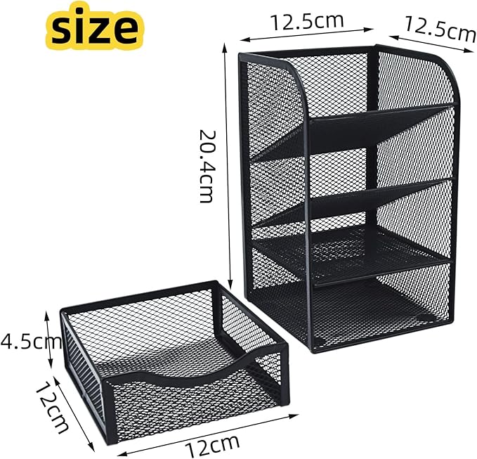 Mesh Desk Organizer - Multi-Functional Pen Holder and Desktop Stationary Organizer for School, Home Office, Art Supplies