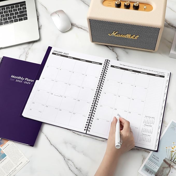 2026-2029 Monthly Planner - 3 Year Monthly Planner 2026-2029, Jul 2026 - Jun 2029, 9" x 11", 3 Year Calendar with Tabs - Purple