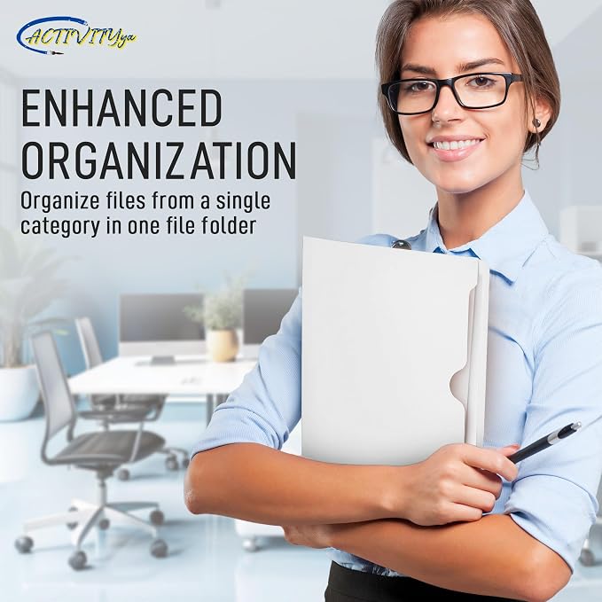 White File Jackets, Flat-No Expansion, Letter Size, Reinforced Straight-Cut Tab, 10 Pack (White)