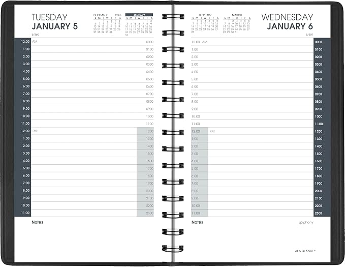 AT-A-GLANCE 2027 Appointment Book Planner, Daily, 5" x 8", 24-Hour, Black (702030527)