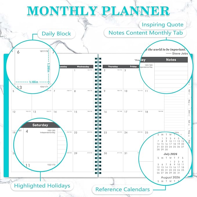 Monthly Planner 2026-2028 - 2026-2028 Monthly Planner, 9'' x 11'', 24 Months from JUL. 2026 to JUN. 2028 with Inner Pocket