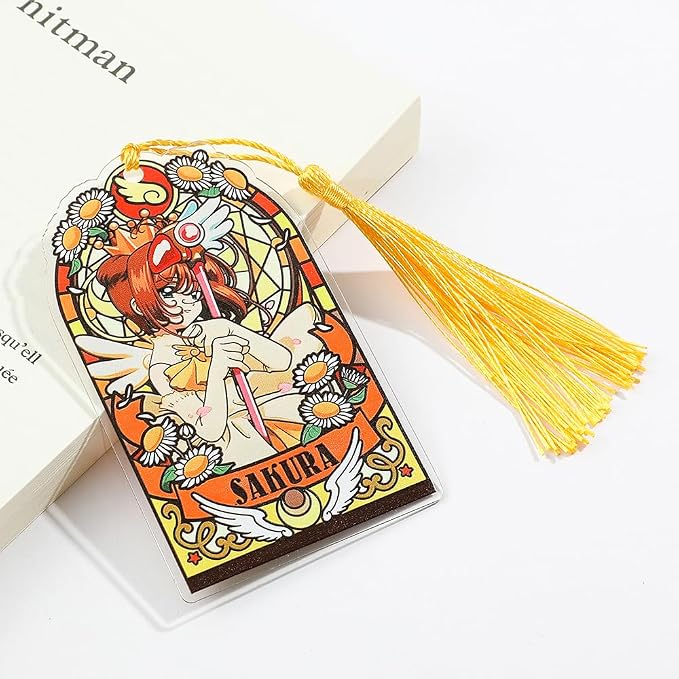 Anime Magic Cards Captor Sakura Bookmarks Set - Sweet Cartoon Cute Book Marks for Reading Women Men Anime Fans, Book Accessories Collection Decor Hangings Gifts (Acrylic Style 8)