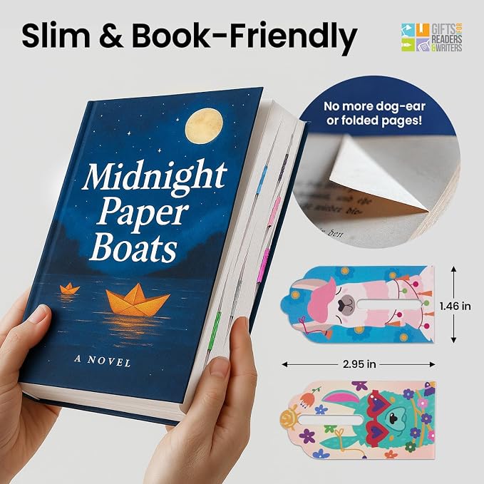Gifts for Readers & Writers Linemarker Magnetic Bookmarks for Women & Men Llama, Set of 2 Magnet Bookmark Clips, Magnetic Page Holder & Book Marker for Reading with Cute Bookmarks Design for Kids