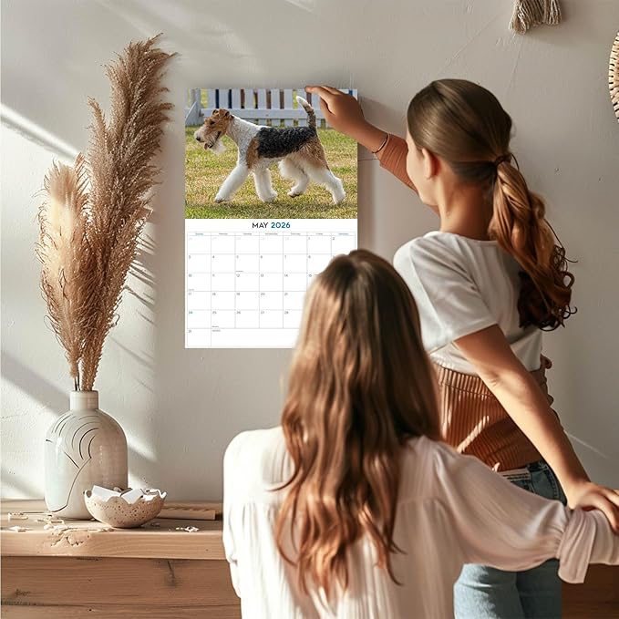 2025 2026 Fox Terrier Wirehaired Calendar - Dog Breed Monthly Wall Calendar - 12" x 18" Open - Thick No-Bleed Paper - Giftable - Academic Teacher's Planner Calendar Organizing & Planning - Made in USA