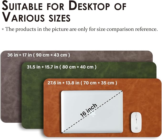 Distressed Leather Desk Mat - Non-Slip PU Desk Pad for Office and Home - Desk Organization and Accessories - Ideal for Large Mouse Pad and Desk Mats on Top of Desks(Forest Green,47.2"x 17")