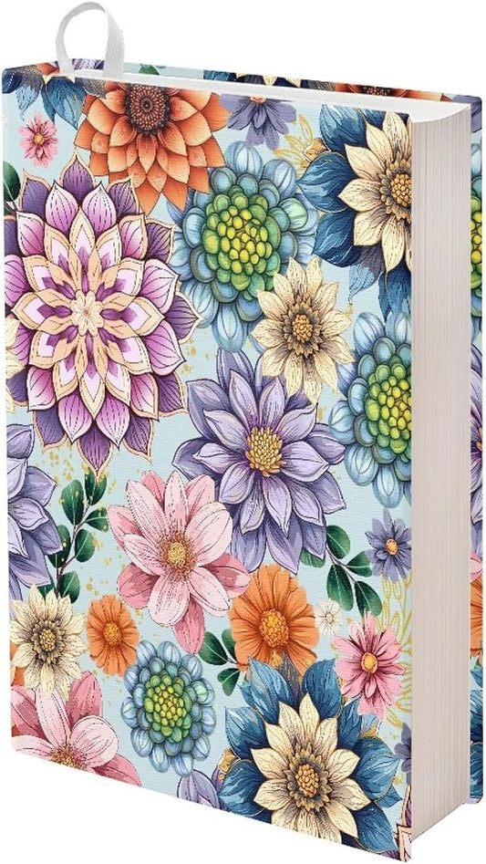 Dreaweet Boho Floral Book Cover Stretchable Book Sleeve Protector 9 x 11 inch Washable Reusable School Office Supplies Book Socks for Women Book Lover