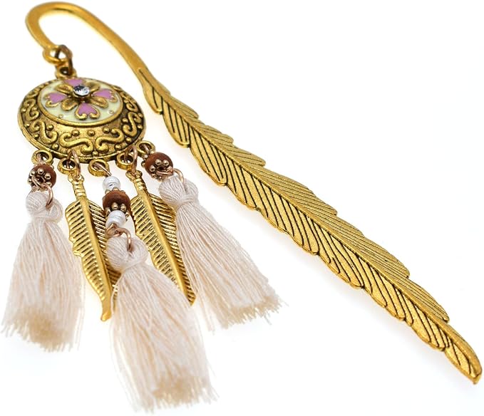 BLBMH Metal Feather Bookmark for Women Cute Bohemian Book Marker Handmade Christian Gifts -FB01