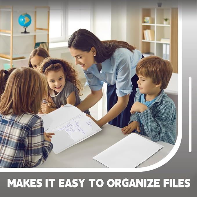 Henoyso 36 Pack White Plastic Folders with Clear Front Pockets Heavy Duty File Folders with 2 Pockets and Card Slot for Student Communication School Office Presentation Report