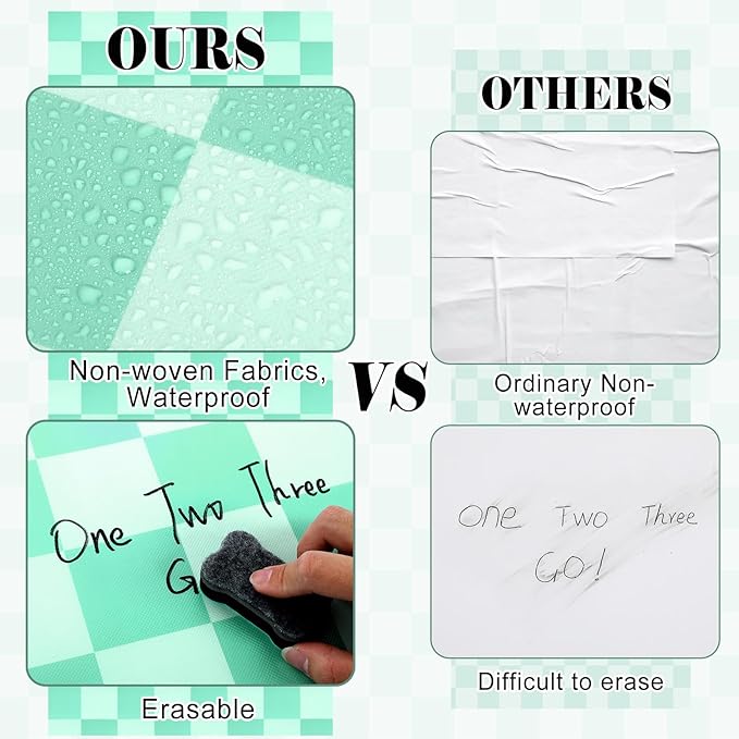 Green Checked Bulletin Board Roll Green Reusable Waterproof Erasable Background Wrinkle Resistant Poster Non-Woven Fabric Bulletin Board Roll for Spring Classroom Decor Wrap Paper Crafts 15.55" x20ft