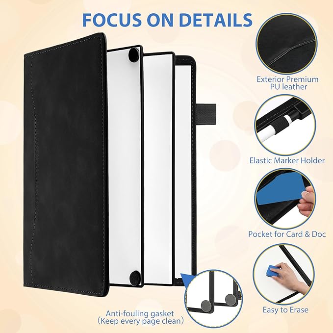 Feifeiya 6 Sides Dry Erase Whiteboard Notebook Portable Notebook White Boards 6"x9"(a5) Small Folding Whiteboard Anti-ghosting Surface, Travel Dry Erase Mini White Board for Office, School, Study