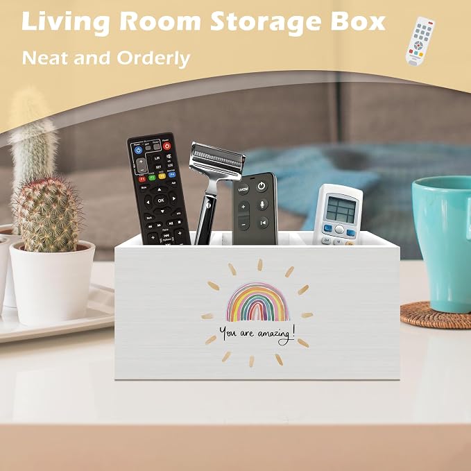 Inspirational Boho Rainbow Pen Holder Organizer Desk Decor, Boho Classroom Decor, Motivational You Are Amazing Wooden Pen Pencil Holders for Kids Room Playroom Desk Accessories
