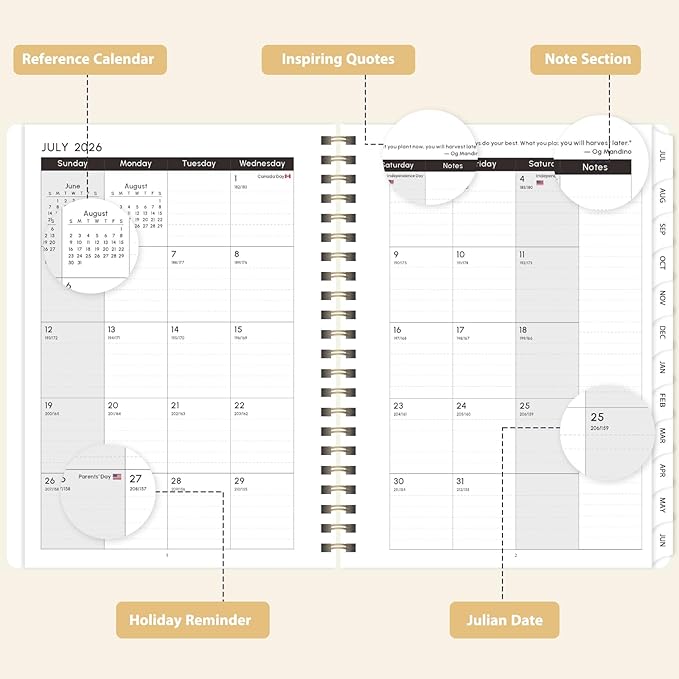 Academic Planner 2026-2027, Weekly and Monthly Agenda Planner, Daily Calendar Planning Notebook (July 2026 - June 2034), School Teacher Student Supplies, Beige