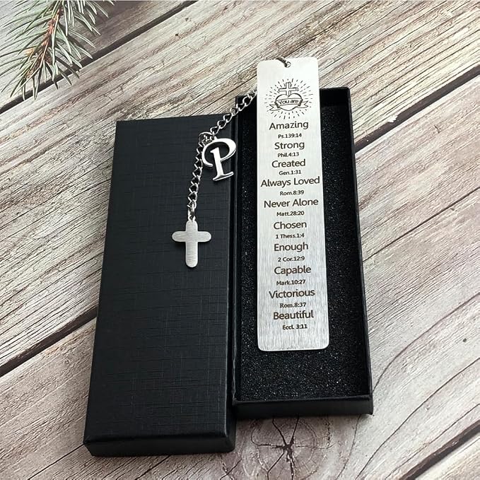 Bible Bookmark for Women Book Lovers Sister Christian Book Marker Gifts for Reader Teens Girls Baptism Birthday Christmas Gift for Coworker Students Bookish Easter Gifts (Silver-P)