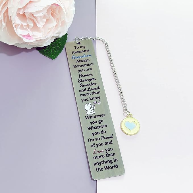 Grandson Bookmarks Graduation Gift Inspirational Go to University Encourage Keepsake Birthday Gift Christmas Distance Accompany Back to School Present Appreciate Book Accessory from Grandad Grandma