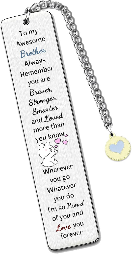 Awesome Brother Bookmarks Graduation Gifts Inspirational Go to University Encourage Keepsake Men Birthday Christmas Back to School Present Best Wishes Book Accessory from Big Middle Little Brother Sis