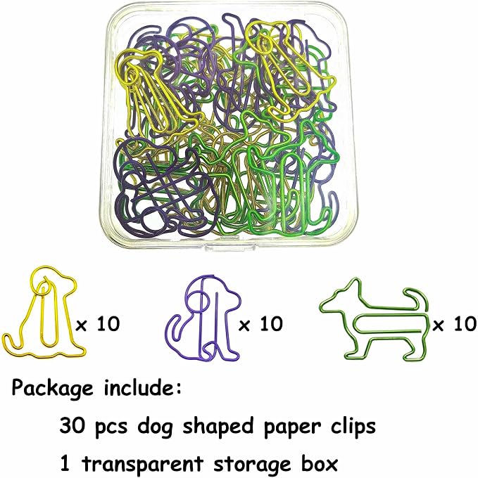 Cute Dog Paper Clips Decorative Animal Paperclips, Dog Gift for Dog Lover 30 PCS