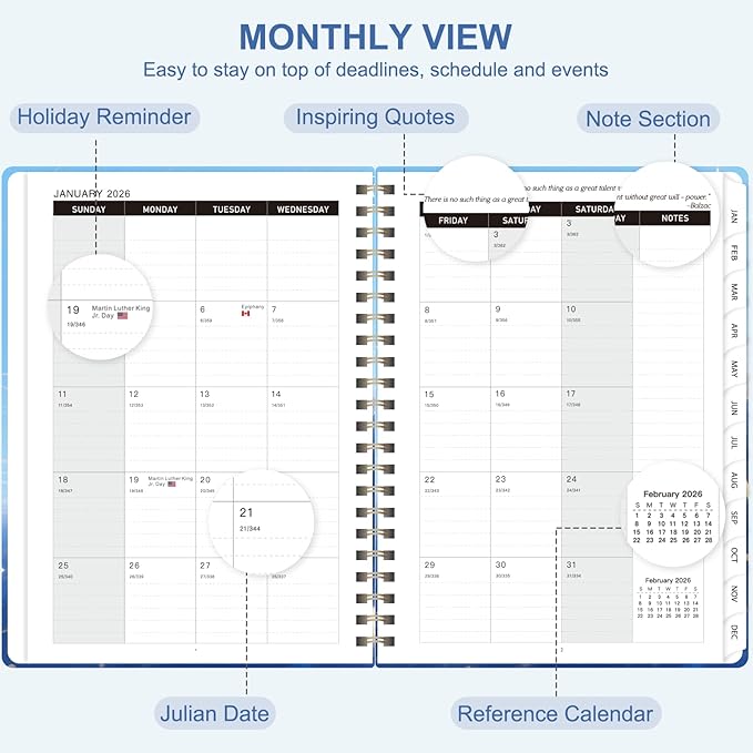 2026 Planner, Weekly and Monthly Academic Planner Calendar (JAN.2026 - DEC.2026), Planning Agenda Book, for Office Desk Accessories and School Supplies, A5(6.3" x 8.5") (Stellar Butterfly)