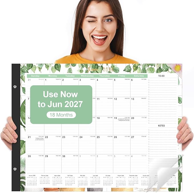 Gannyfer Desk Calendar 2026-2027 - 18 Month Large Desk Calendar 2026, Use Now to Jun 2027, 22" x 17" Desktop Pad Calendar, Office Supplies Perfect for Planning and Organizing In Your Home, School or Office