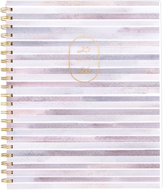 Cambridge Planner 2025-2026 Academic, Leah Bisch, Weekly & Monthly, 8-1/2" x 11", Large, Monthly Tabs, Flexible Cover, Stripe (LB32-905A)