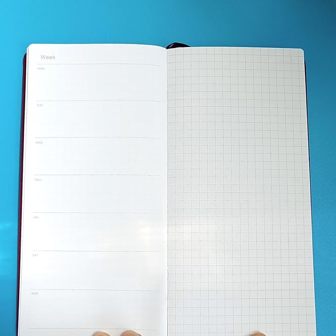 Undated Weekly Planner A6 Size - Weekly & Monthly Pocket Organizer, Portable Travel Notebook, Office Schedule Book,Gift Idea (Red with a Clear Cover)