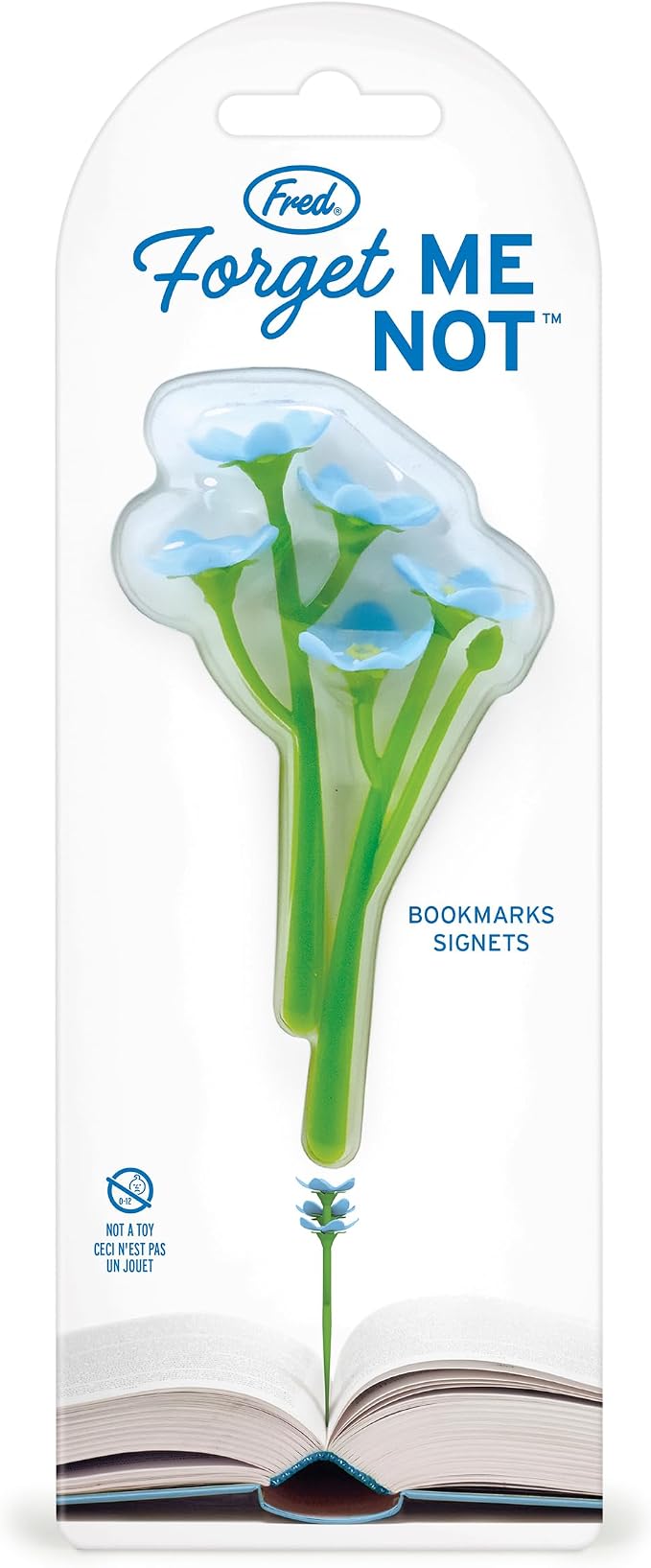 Genuine Fred Forget ME NOT Flower Bookmarks – Set of 2 Blue Flower Page Markers – Soft and Flexible Silicone - Gifts for Readers and Book Lovers