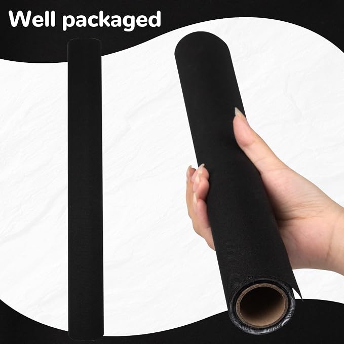 Book Cloth for Book Binding 57×17 Inch Black Fabric Surface Paper Backed Book Cover