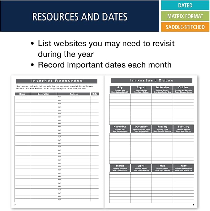 Elan Publishing Company Academic Calendar - 13 Months (July 2024 - July 2025) 7" X 10" Saddle-Stitched Dated for 2024-2025 Academic Year (Blue)