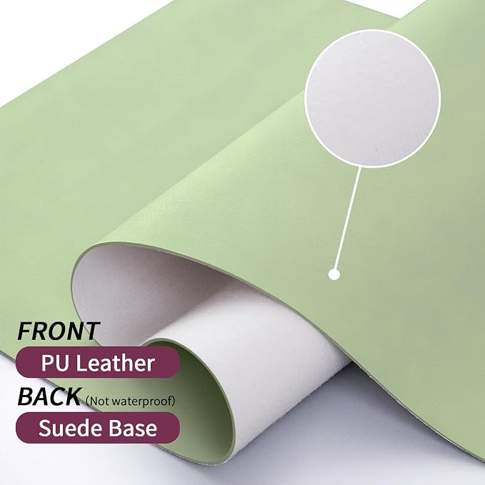 Bloss 47.2" x 24" Large Desk Mat, Leather Desk Mat, Large Mouse Pad + Keyboard Pad, Non-Slip Desk Mat Protector for Office, Home - Green