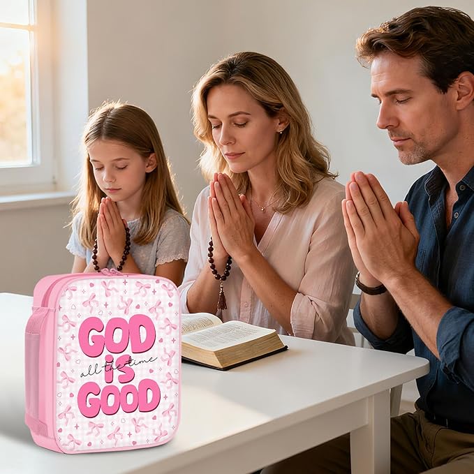 Bible Cover Case for Women - Gifts for Christian Women, Religious Birthday Gifts, Pink Bow Bible Verse Gift, Catholic Spiritual Inspirational Gift, Bibles Carrying Book Cases for Woman