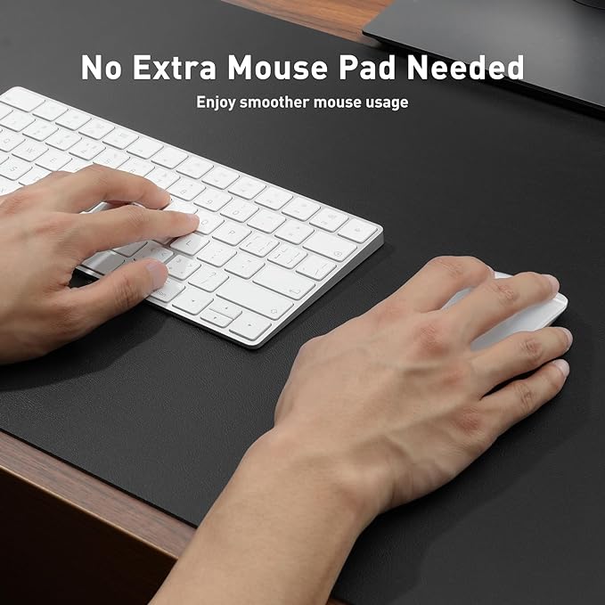 Aothia Leather Desk Pad Protector, Mouse Pad, Office Desk Mat, Non-Slip PU Leather Desk Blotter, Laptop Desk Pad, Waterproof Desk Writing Pad for Office and Home (48"x17", Black)