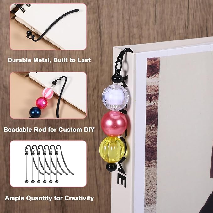 12Pcs Beadable Bookmarks, DIY Metal Bookmark Making Kit, Bar Blank Bookmarks to Decorate, Beadable Items, Modern Craft Jewelry Pendant Charm Gifts for Book Lovers Teacher Student Office Supplies