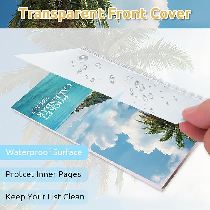 Pocket Calendar 2025-2027, Beach Small Calendar 2026-3.7" x 6.7" for Purse, Runs from July 2025 Until December 2027, Monthly Planner 2026 with Coil Organizing & Planning
