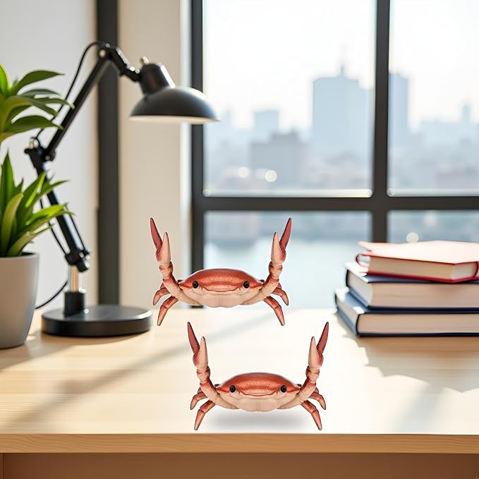 2Pcs Creative Crab Pen Holder Weightlifting Crabs Pen Stand Storage Rack, Office Desktop Decoration, Pencil Holders Supplies Holders and Dispensers, Desk Accessories and Workspace Organizers (Red)