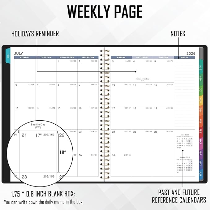 2026-2027 Appointment Book/Planner - 53 Weeks Daily Planner 2026-2027, July 2026 - June 2027, 9" x 11" Daily Hourly Planners with 15-Minute Increments, Flexible & Soft Cover