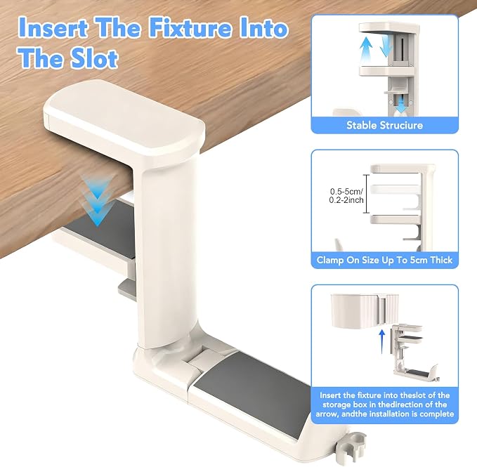 4-in-1 Desk Organizer with Headphone Hanger, Cup Holder, Pen Holder & Desktop Storage, Clamp-on Desk Accessories for Office and Gaming Desk