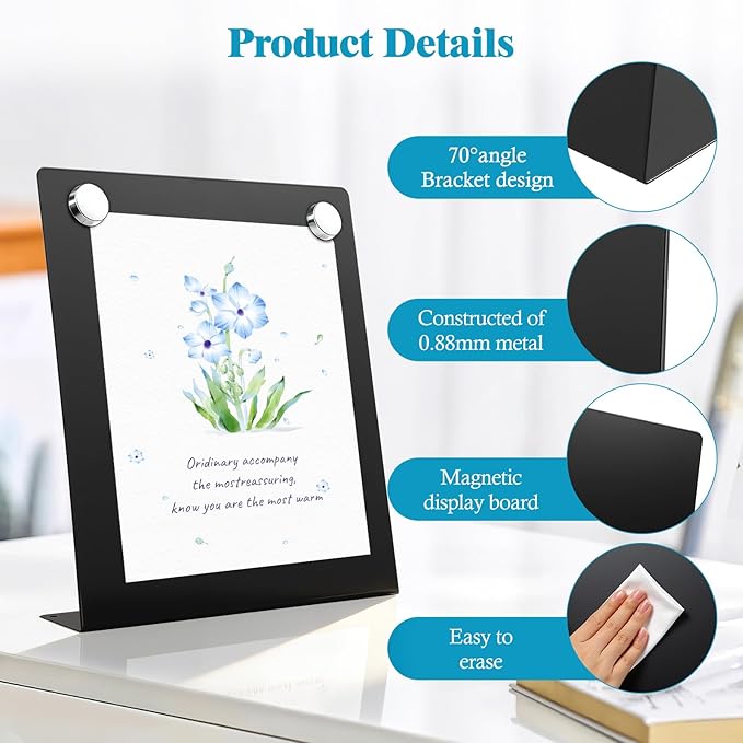 6 Pack Magnetic Board(12.6 x 11 Inch) - Standing Metal Magnetic Bulletin Board for Home,Kitchen,Office for Decor Desk & Wall for Memos, Photos & Documents