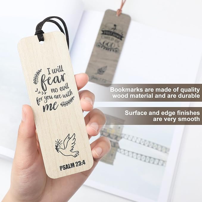 Chunful 20 Pieces Bible Verse Bookmarks Bulk Wooden Christian Religious Scripture Bookmarks Inspirational Gifts for Women Men, Church Gifts, Father's Day & Party Favors, 5 x 2 Inches