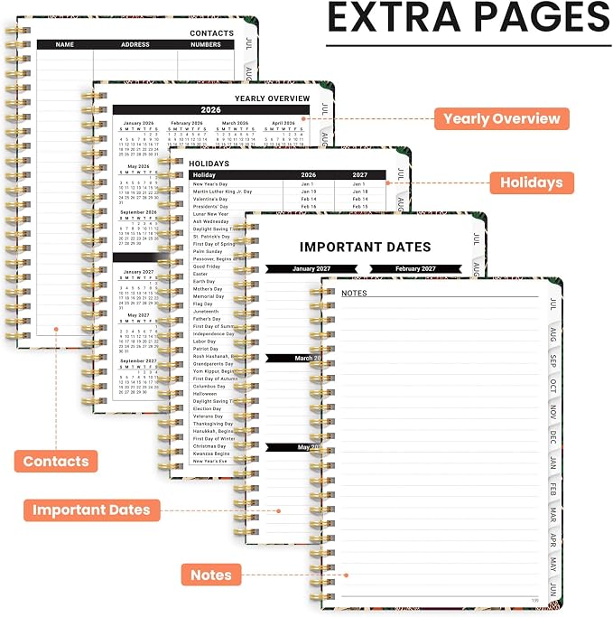 Planner 2026-2027, Monthly and Weekly Calendar Academic Planner July 2026 - June 2027, Hardcover Student Teacher Planning Agenda Book with Tabs, Perfect for Office School Supplies, A5 (6.3" x 8.5") - Autumn Fungi