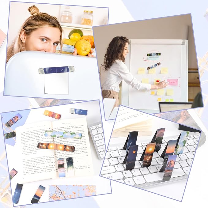 48 Pcs Magnetic Bookmarks, 24 Styles Cute Landscape Magnet Book Mark for Reading Funny Easter Gifts for Women Men Students